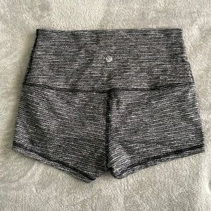 Lululemon fitted yoga shorts size 4 but run small. heathered gray